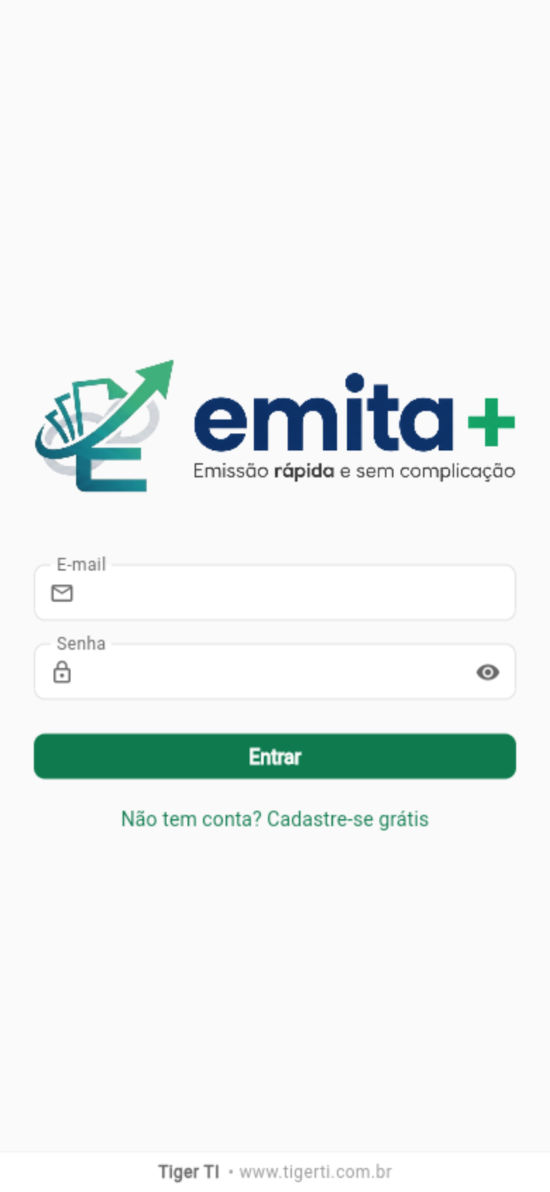 Tela inicial de login do emita+