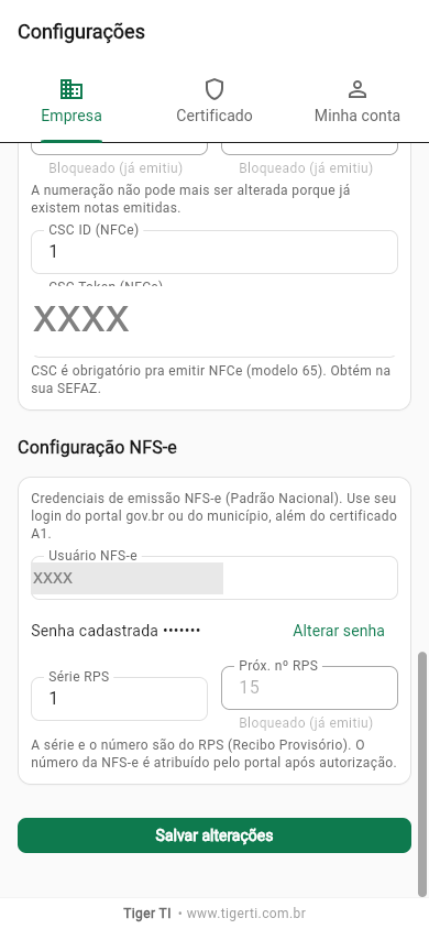 Configuração NFS-e