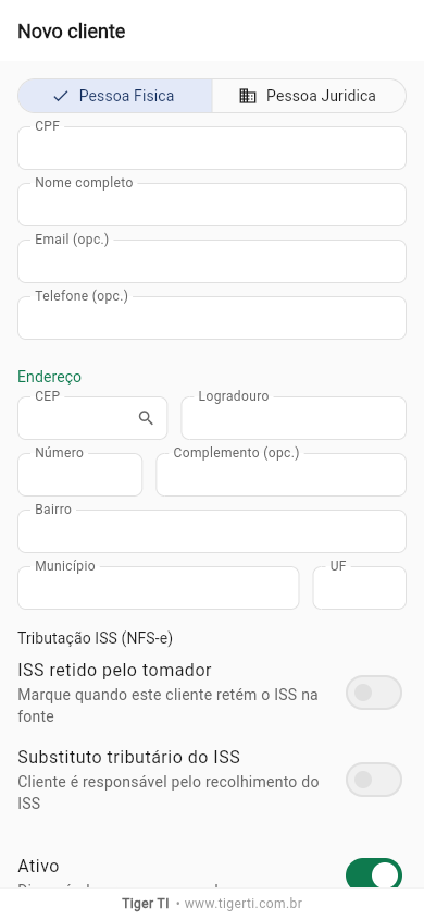 Novo cliente