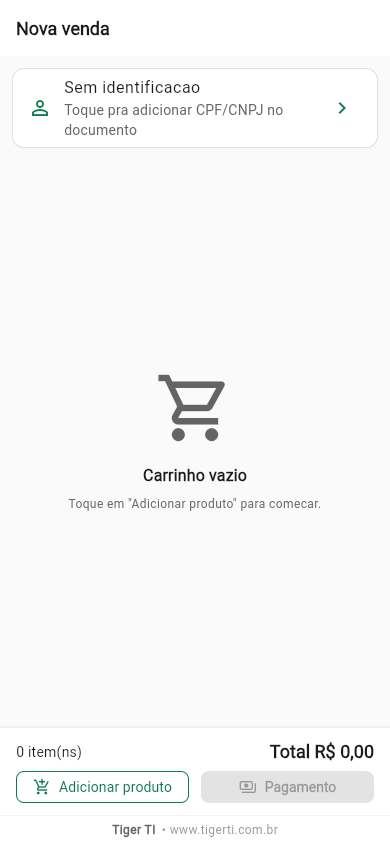 Nova venda vazia