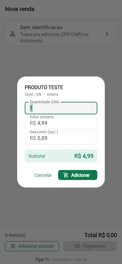 Diálogo de item