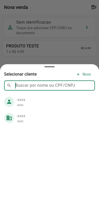 Seleção de cliente