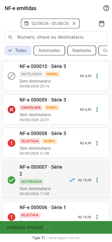 Número inutilizado