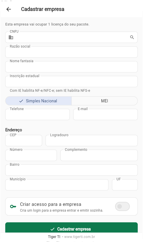 Cadastrar empresa