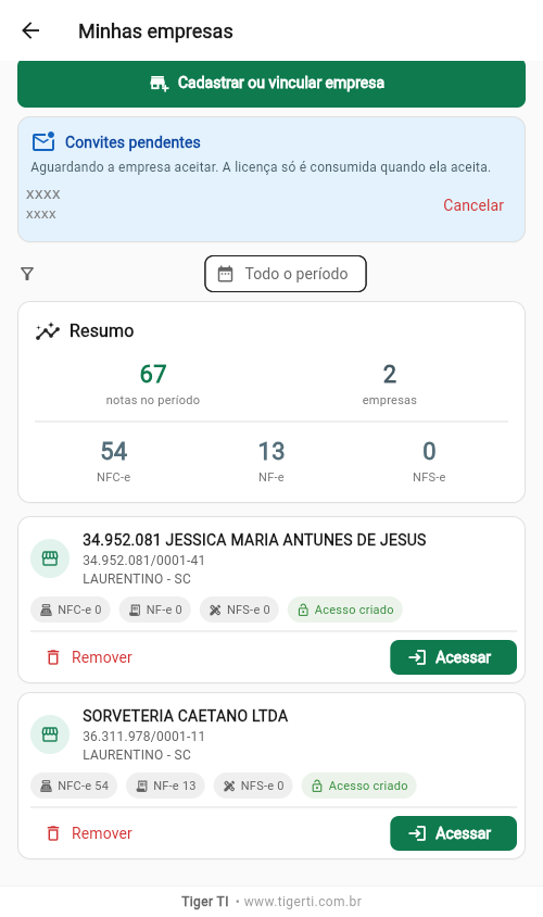 Convites pendentes