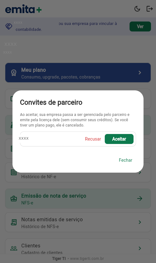 Convite recebido (lado da empresa)